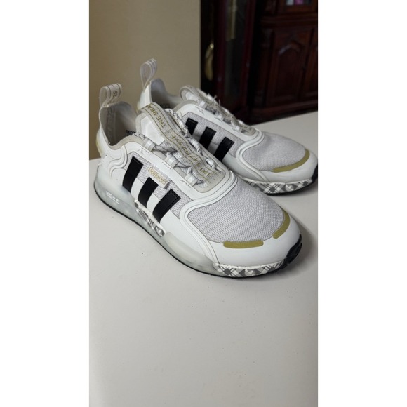 Adidas NMD_R1‎ V3 Athletic Shoes Cloud White/Core Black/Gold Metallic size 5 main image 4